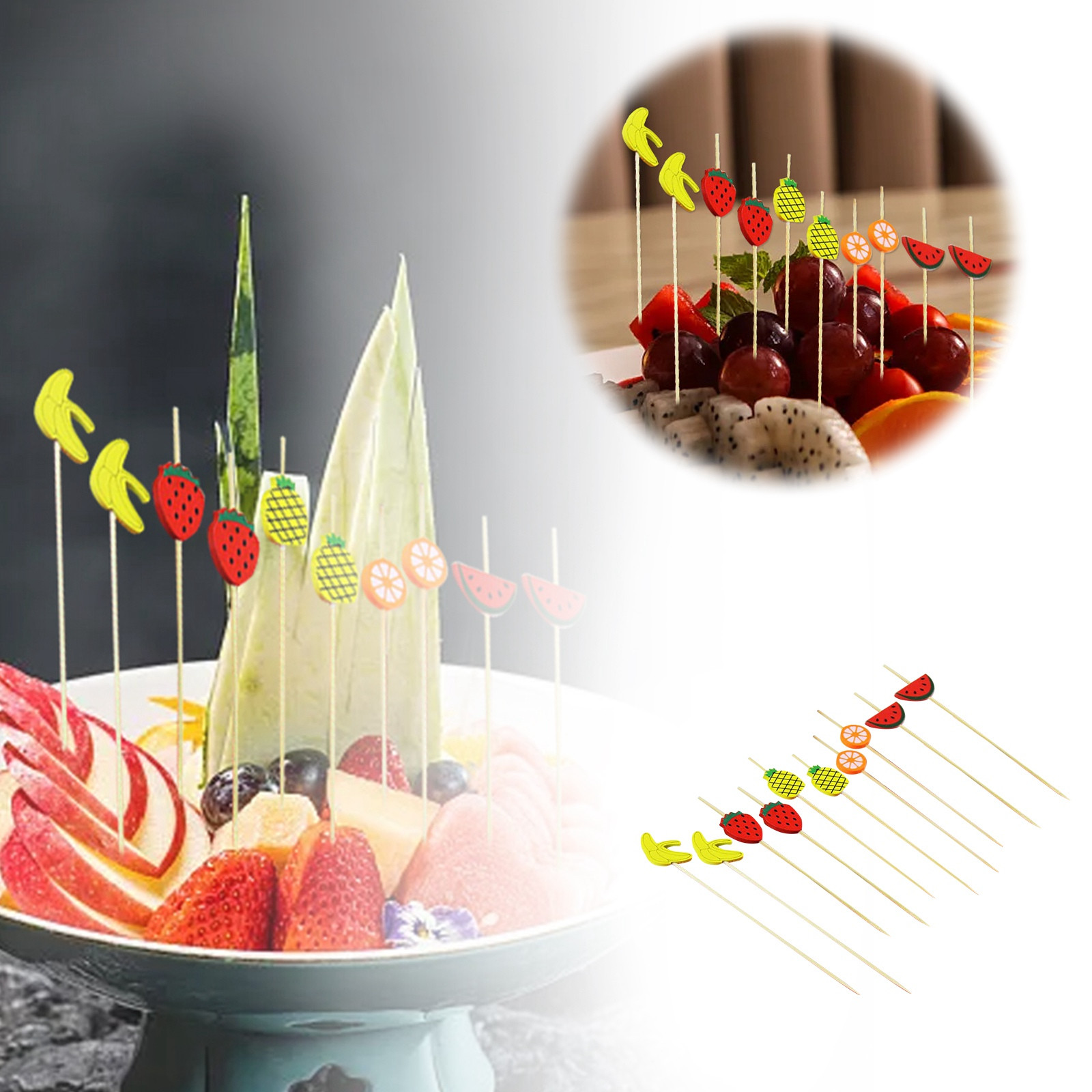 thumbnail image 2 of Palillos de cóctel para el Año Nuevo Chino - 100PCS/Palillos de madera, fruta/carne, para fiestas/celebraciones, 2 of 2